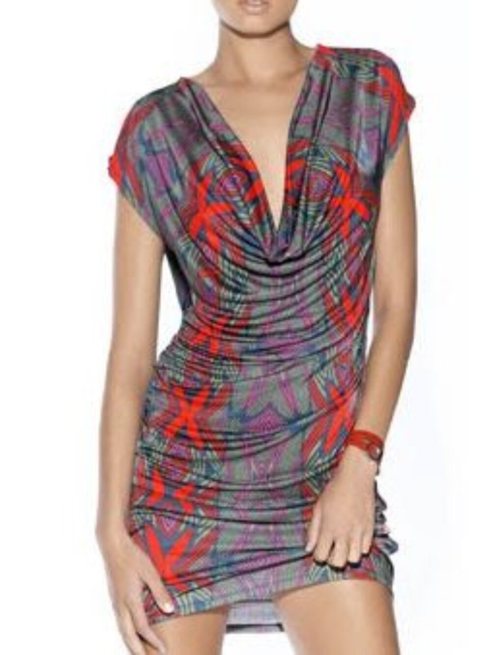 Custo Barcelona NWT Eureka Sound Cowl Neck Printed Mini Dress size XS/1